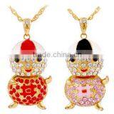 Metal Alloy Bear Cat Animal Children Pure Gold Necklace thumbnail-3
