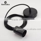Black/E27/Colorful Round Cord /Metal Ceiling Rose/Iron Lamp Cup thumbnail-2