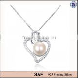 Hight Quality Freshwater Pearl 925 Sterling Silver Heart Pendant