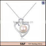 Hight Quality Freshwater Pearl 925 Sterling Silver Heart Pendant thumbnail-1
