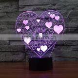3D Optical Night Light Love 7 RGB Light Colors 10 LEDs AA Battery or DC 5V Mixed Lot thumbnail-2