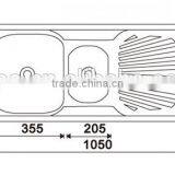 Gourmet Double Bowl Top Mount Stainless Steel Kitchen Sink w/ Drainboard B7 thumbnail-2