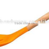 F01-7 Silicone Slotted Spoon, Silicone Slotted Soup Spoon With Wooden Handle thumbnail-4