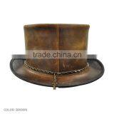 2 TONES PULL-UP CRAZY HORSE COWHIDE LEATHER "STEAMPUNK" TOP HAT thumbnail-3