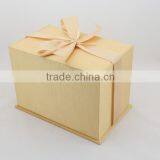 Luxury Golden Gift Box With Ribbon , Accept OEM / ODM Order