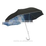 Inside printing auto windproof long umbrella with aluminum material