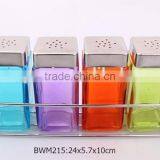 4pcs Square Glass Spice Jar With Metal Lid on a Metal Stand