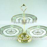 Green Cake Stand Ceramic / Porcelain , 3 Tier Porcelain Cake Stand thumbnail-2