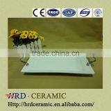 high quality stock ceramic flower plate with handles