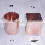 Hammered copper votive in mirror polish
