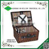 Antique Hand Woven Wicker Picnic Basket for Sale thumbnail-1