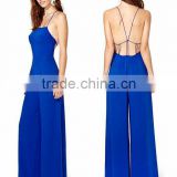 sexy backless blue jumpsuit playsuit for women 2017