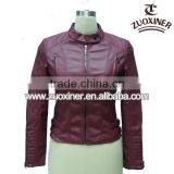Autumn and Winter Women Red Leather Waterproof Jacket Coats thumbnail-1