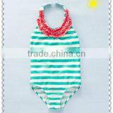 Classic Girl One Piece Swimsuit Red White Polka Dot Swimwear Summer Beach Wear thumbnail-3