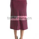 Wholesales Women's High Waisted A-Line Knit Stripe Midi Skirt thumbnail-3
