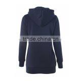 2017 Ladies Slim Fit Navy Longline Zip Up Pocket Hoodie Supplier thumbnail-2