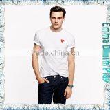 Soild White Heart Embroidery 0-Neck T Shirts for Man thumbnail-1