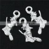 Silver Plated Halloween Ornaments Charm Pendants Witch Flying On Broom thumbnail-2
