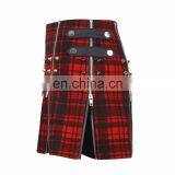 Red Tartan Pleated Mini Skirt With Spikes and Zippers Q-250 Punk Rave thumbnail-2