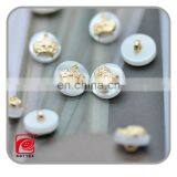 Decorated Small Size 16L-20L White Pearl Resin Button Has Gold Metal Crown Part In The Middle, Shirt Button thumbnail-1