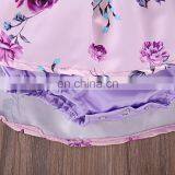 Cute Baby Girl Romper Summer Lace Floral Ruffle Purple Legend Newborn Baby Party Dress Romper thumbnail-4