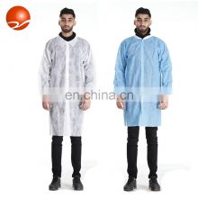Cheap Disposable White Blue Long Sleeve PP Nonwoven Lab Coat with Best Price