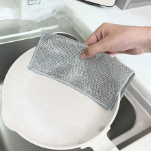 Silver Wire Dish Washing Rag Multipurpose Non-Scratch Cleaning Cloths for Kitchen Use thumbnail-5