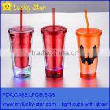 BPA Free Acrylic Double Wall 16 oz Tumblers With Straw and LED Light FDA Standard PVC or Paper Insert Mugs thumbnail-2