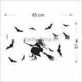 ALFOREVER Halloween Witch Fly Around Bats Vinyl Sticker,witch Wall Decals thumbnail-2