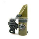 Multi-functional Plastic ABS Whistle With Compass Thermometer LED Light Magnifier Mirror Function