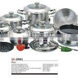 21Pcs Hot Sale in Italy 304 Stainless Steel Cookware Sets With 5-ply Copper Bottom
