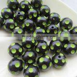 Jewelry 20mm Black With Lime Green Color Beads HalloweenResin Polka Dot Beads for Bulk Bubblegum Beads Chunky Necklace thumbnail-1