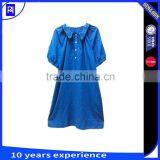 90% VISCOSE 10% WOOL Solid Dress Doll Embroidered Collar With Belt Short Sleeve Casual Daily Wear Dress thumbnail-3