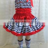 Hot sale !American Patriotic skirt for July 4th navy and white strips romper in set