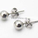 High Polish Round Ball Screw Back Earring Stainless Steel Stud Earrings Screw