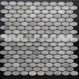 Oval Carrara White Marble Polished Mosaic thumbnail-2