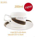 Brown Color Square Shape 200ml Bone China Tea Cup and Saucer thumbnail-1