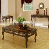 Unique Carved Cutout Pattern Queen Anne Coffee End Sofa Table Set thumbnail-1