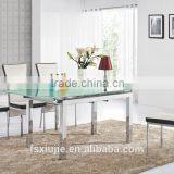 L806E Dining Room Furniture Extendable Frosted Glass Dining Table and Chairs