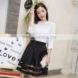 2014 ShangYi Latest Shirt Designs for Woman Shirt Long Sleeve Plain t Shirt With Voile Lace thumbnail-1