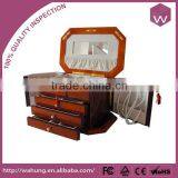 Elegant Wooden Jewelry Box White Mirrored Design Jewelry Cosmetic Box thumbnail-2