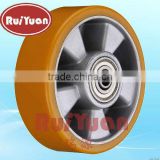 European style Heavy duty industrial caster polyurethane molded on Aluminum center wheel