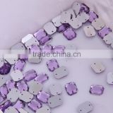 Clear And Good Shine Factory Wholesale 8x10mm Rectangle Sew On Acrylic Stones With Double Holes Plastic Stones With Holes