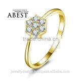 Cluster Solitaire Ring 10K Yellow Gold Micro Pave Engagement Wedding Ring Lady's Fashion Jewelry Ring thumbnail-1