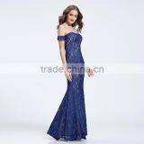 12955 Blue Lace Free Should Full Lenght Ruffer A-line Sweeps Blackless Party Cocktail Prom Dresses thumbnail-3