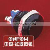 ONPOW 16mm High Round Cap Momentary Black Aluminium Push Button Switch With IP65( GQ16H-10/A) CE, RoHS