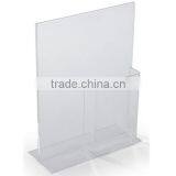 8.5 x 11 Acrylic Sign Holder With Pocket for 4 x 9 Brochures, T-style - Clear(SH-B-0186) thumbnail-2