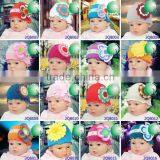 2015 New and Lastest Fashion Cotton Baby Knit Modern Hats With 3D Felt Flower thumbnail-2