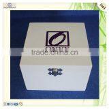 Gift Painted Square Lock Paulownia Wooden Box thumbnail-1
