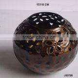 Aluminium Votive With Hand Cut Patterns 4 Leaf Flower Design in Dark Brass Finish Can be Made in Other Finish thumbnail-1